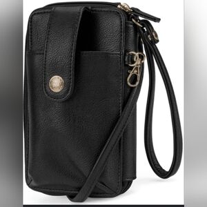 Mundi Jacqui Black Vegan Leather  RFID Womens Crossbody Bag